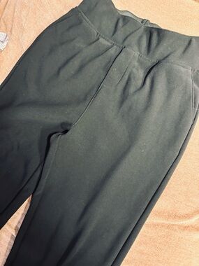 Zenana Black Ribbed High-Waist Pants